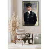 Beta Moda Hub Atatürk Portre Cam Tablo Ev Ofis Salon İçin Hediyelik Duvar Dekoru Büyük Tablo