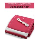 Beta Moda Hub Audi A4 Pembe Deri Beyaz Yüzüklü Dikişli Direksiyon Kılıfı
