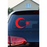 Beta Moda Hub Ay Yıldız Oto Cam Sticker Kırmızı 25*19 Cm
