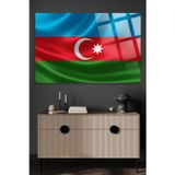 Beta Moda Hub Azerbeycan Bayrağı Lüks 4Mm Kırılmaz Temperli Yüksek Çözünürlüklü Cam Tablo