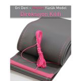 Beta Moda Hub Bmw E92 Gri Deri Pembe Yüzüklü Dikişli Direksiyon Kılıfı