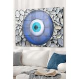 Beta Moda Hub Çakış Taşları Ve Nazar Boncuğu | Spiritüel Temalı Cam Tablo | 50X70 Cm