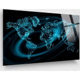 Beta Moda Hub Dünya Haritası Cam Tablo Gökyüzü Cam Tablo Duvar Dekor Büyük Tablo Cam Duvar Tablo