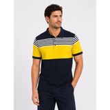 Beta Moda Hub Erkek Pike Kumaş Çizgili Polo Yaka Tişört Kısa Kol Yazlık T-Shirt - Lacivert - 2XL