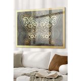 Beta Moda Hub Gold Işlemeli Kelebek | Hayvan Temalı Cam Tablo | 50X70 Cm