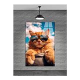 Beta Moda Hub Gözlüklü Güneşlenen Kedi Cam Tablosu