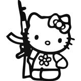 Beta Moda Hub Hello Kitty Silahlı Kedi Tasarım Oto Sticker 20 Cm