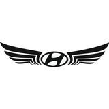 Beta Moda Hub Hyundai İçin Uyumlu Aksesuar Kanatlı Logo Sticker Siyah 24*6 Cm