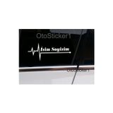 Beta Moda Hub İsme Özel Nabız Kalp Atış Ritim Sticker 2 Adet Beyaz 16*7 Cm