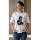 Beta Moda Hub Kadın Atatürk Baskılı Tişört Kısa Kollu Bisiklet Yaka T-Shirt - Beyaz