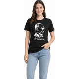 Beta Moda Hub Kadın Atatürk Baskılı Tişört Kısa Kollu Bisiklet Yaka T-Shirt - Siyah - XS