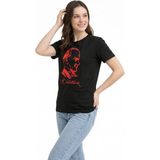 Beta Moda Hub Kadın Atatürk Baskılı Tişört Kısa Kollu Bisiklet Yaka T-Shirt - Siyah