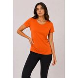 Beta Moda Hub Kadın Basic Tişört Bisiklet Yaka Kısa Kol Günlük Yazlık Slim Fit T-Shirt - Turuncu