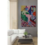 Beta Moda Hub Kadın Ve Halı Desenli Sulu Boya Görünümlü Modern Sanat Ahşap Dekoratif Ev Antre Salon Ofis Tablo