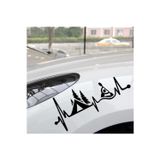 Beta Moda Hub Kamp Çadırı Kayık Kalp Atışı Tasarım Oto Motosiklet Sticker 2 Parça 20*8 Cm