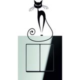 Beta Moda Hub Kedi Priz Sticker Priz Kedi Sticker Set Siyah Etiket Duvar Sticker