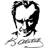Beta Moda Hub Kemal Atatürk Silueti Ve İmzası Oto Cam Sticker 20*15 Cm
