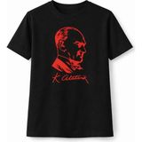 Beta Moda Hub Kız Çocuk Atatürk Baskılı Tişört Kısa Kollu Bisiklet Yaka T-Shirt - Siyah