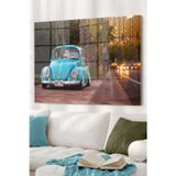 Beta Moda Hub Mavi Vosvos|Araba Temalı Temalı Modern Uv Dijital Baskı Dekoratif Cam Tablo | 50X70 Cm