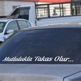 Beta Moda Hub Mutlulukla Takas Olur Araç Arkası Yazı Oto Sticker Beyaz 90 Cm