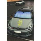 Beta Moda Hub Oto Kaput Şerit Sticker Dövme Tasarımlı Sarı 25*60 Cm