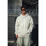 Beta Moda Hub Oversize Tam Fermuarlı Uzun Kol Hırka - Beyaz