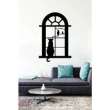 Beta Moda Hub Pencerede Oturan Kuşları Izleyen Kedi Duvar Sticker Yapıştırma (Sudan Ve Nemden Etkilenmez)