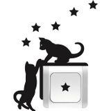 Beta Moda Hub Priz Kedi Sticker Set Siyah Kedi Yıldız Etiket Duvar Sticker
