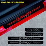 Beta Moda Hub Skoda Yeti İçin Uyumlu Aksesuar Oto Kapı Eşiği Sticker Karbon 4 Adet