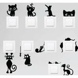 Beta Moda Hub Sptl Priz Kedi Sticker Set Siyah Etiket Duvar Sticker