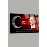 Beta Moda Hub Türk Bayrağı Ve Atatürk 2 Ev Ofis Okul Için 4Mm Kırılmaz Temperli Yüksek Çözünürlüklü Cam Tablo