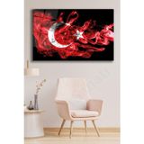 Beta Moda Hub Türk Bayrağı Yatay Cam Tablo Modern Ev Ofis Salon Duvar Dekoru Hediyelik Tablo