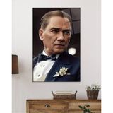 Beta Moda Hub Yapay Zeka Mustafa Kemal Atatürk Portresi Cam Tablo Temperli Ve Rodajlı Dayanıklı Cam
