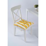 Beta Sarı Beyaz Pofidik Sandalye Minderi Bağcıklı 40x40cm - 40 x 40 cm - Sarı - Beyaz