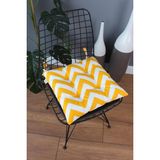 Beta Sarı Zikzak Pofidik Sandalye Minderi Bağcıklı 40x40cm - 40 x 40 cm