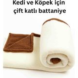 Beta Tasarım Kedi ve Köpekler Için Battaniye Örtüsü Yatağı Çift Katlı Çift Renkli Yumuşak Sıcacık - Acı Kahverengi - 24 x 75 x 60 cm