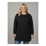BETES Kadın Tesettür Battal Beden Siyah Tunik Sweat