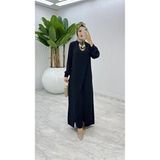 BETES Kadın Tesettür Krep Kumaş Ahum Model Ikili Takım Pantolon Tunik - Siyah - 40 - 42