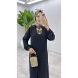 BETES Kadın Tesettür Krep Kumaş Ahum Model Ikili Takım Pantolon Tunik - Siyah - 48 - 50