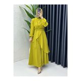 BETES Kadın Tesettür Yağ Yeşili Krep Kumaş Hanzade Model Pantolon Tunik Takım