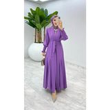 Betes ZÜMRA3307 Kadın Tesettür Mor Abaya Model Medine Ipeği Kumaş Zümra Elbise - 48 - 50