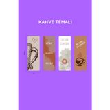 Beticraft Kitap Ayracı, Kahve Temalı Ayraç Seti, 4 Adet Kitap Ayracı Seti, 5 cm x 14,50 Cm, Oval Köşe