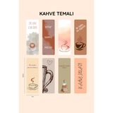 beticraft Kitap Ayracı, kahve temalı ayraç seti, 8 adet kitap ayracı seti, 5 cm x 14,50 cm, Oval köşe