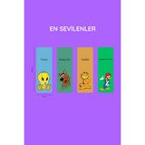 Beticraft Kitap Ayracı, Sevilen Çizgi Film Karakterleri, 4 Adet Kitap Ayracı Seti, 5 cm x 14,50 Cm, Oval Köşe