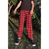 Betimoda Erkek %100 Pamuk Cepsiz Beli Lastikli Pijama Altı Eşofman Lacivert Beyaz Çizgili - Kırmızı