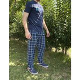Betimoda Erkek Pamuk Cepsiz Beli Lastikli Pijama Altı Eşofman Lacivert Beyaz Çizgili - XL