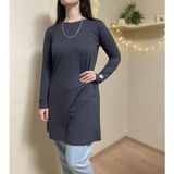 Betimoda Kadın Uzun Kol Bisiklet Yaka Penye Tunik Içlik - Füme - L - XL