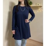 Betimoda Kadın Uzun Kol Bisiklet Yaka Penye Tunik Içlik - Lacivert - L - XL
