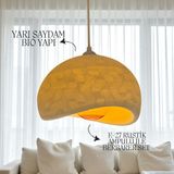 Beton Avize, Tekli Sarkıt Avize Beton Görünümlü & Hafif – Bohem & Iskandinav Tasarım Sarkıt Avize Tekli - 1 - Beyaz