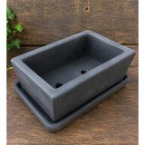 Beton Bonsai Saksısı Tabaklı 10-15 cm / Tabaklı Set, 10-15 cm Boyut - Çok Renkli